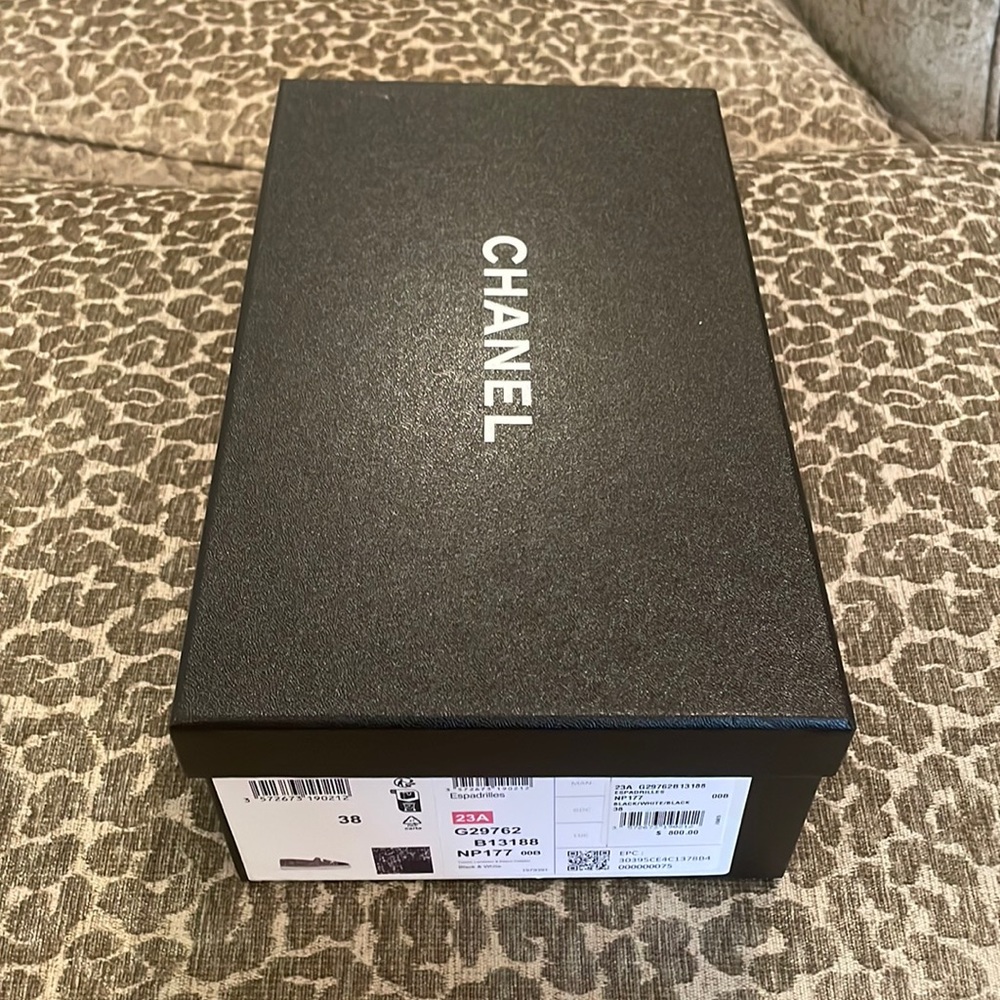 Chanel espadrille box with set of dust bags